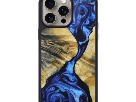 iPhone 15 Pro Max Wood+Resin Phone Case - Nadine (Blue, 664178) For Cheap