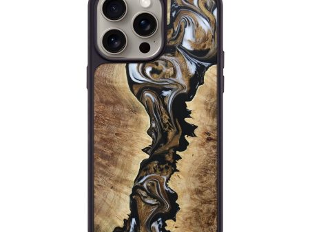 iPhone 15 Pro Max Wood+Resin Phone Case - Danna (Black & White, 662738) Online Hot Sale