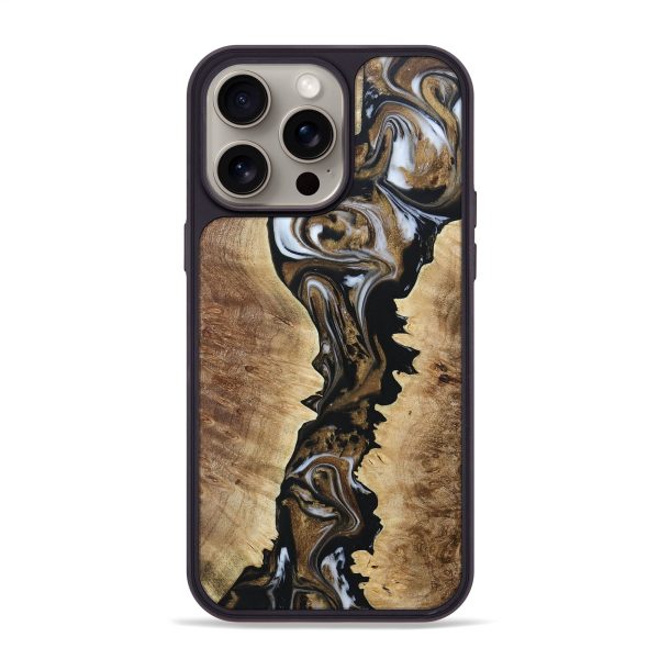 iPhone 15 Pro Max Wood+Resin Phone Case - Danna (Black & White, 662738) Online Hot Sale