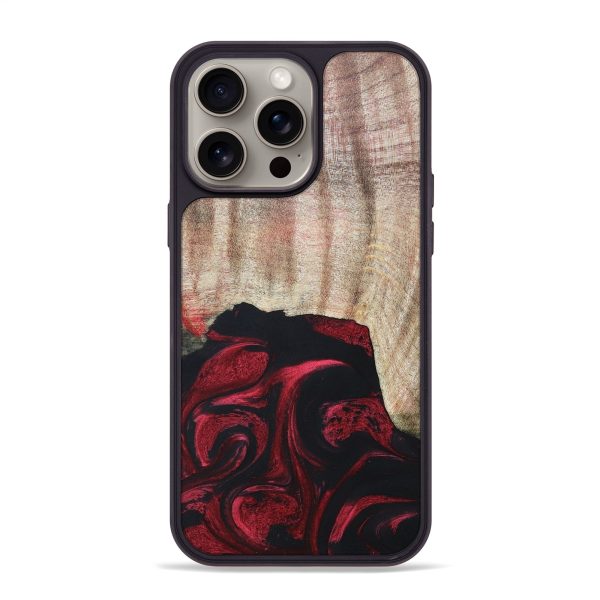 iPhone 15 Pro Max Wood+Resin Phone Case - Sonya (Red, 665395) Discount