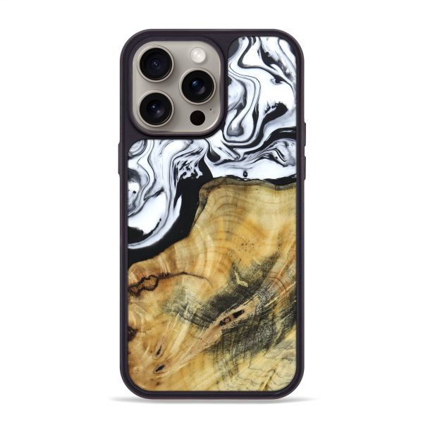 iPhone 15 Pro Max Wood+Resin Phone Case - Frankie (Black & White, 665803) Online Hot Sale