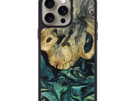 iPhone 15 Pro Max Wood+Resin Phone Case - Raiden (Green, 665834) Fashion