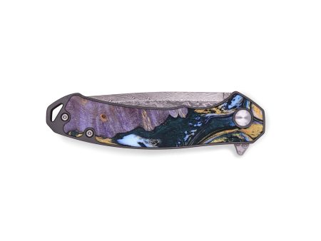 EDC Wood+Resin Pocket Knife - Bernadette (Teal & Gold, 665616) Discount