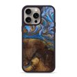 iPhone 15 Pro Max Wood+Resin Phone Case - Fred (Teal & Gold, 663574) For Cheap