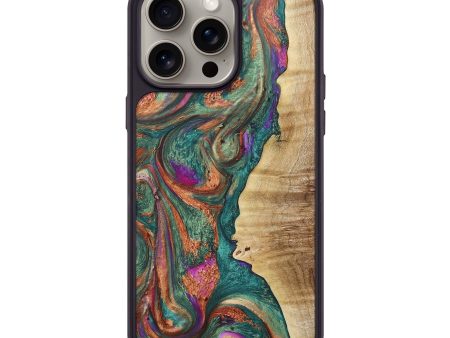 iPhone 15 Pro Max Wood+Resin Phone Case - Esther (Green, 665844) Online