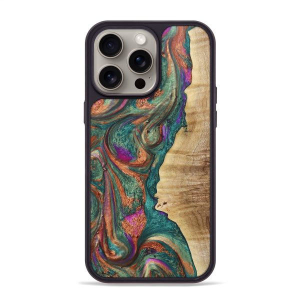 iPhone 15 Pro Max Wood+Resin Phone Case - Esther (Green, 665844) Online