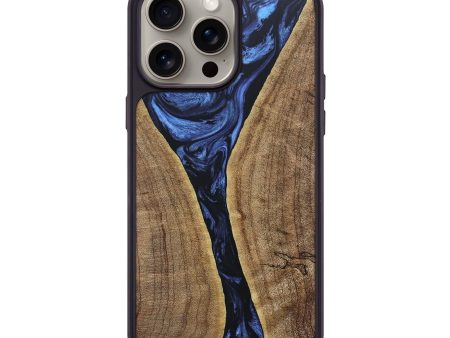 iPhone 15 Pro Max Wood+Resin Phone Case - Essie (Blue, 663364) For Sale