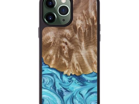 iPhone 13 Pro Max Wood+Resin Phone Case - Clay (Blue, 664021) Sale