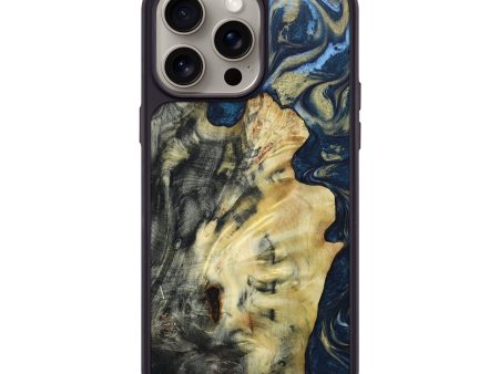 iPhone 15 Pro Max Wood+Resin Phone Case - Regina (Teal & Gold, 661875) Online Hot Sale