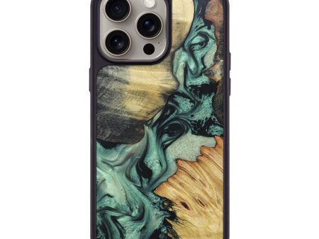 iPhone 15 Pro Max Wood+Resin Phone Case - Charlotte (Green, 663059) Online now