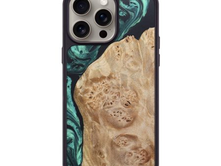 iPhone 15 Pro Max Wood+Resin Phone Case - Dina (Green, 663613) For Discount