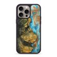 iPhone 15 Pro Max Wood+Resin Phone Case - Joshua (Teal & Gold, 661145) Discount