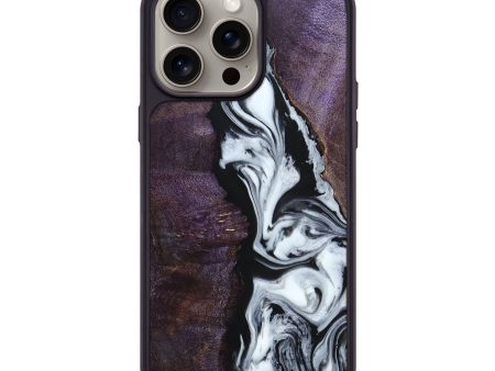 iPhone 15 Pro Max Wood+Resin Phone Case - Mckenzie (Black & White, 663739) For Cheap