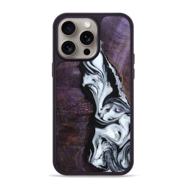 iPhone 15 Pro Max Wood+Resin Phone Case - Mckenzie (Black & White, 663739) For Cheap