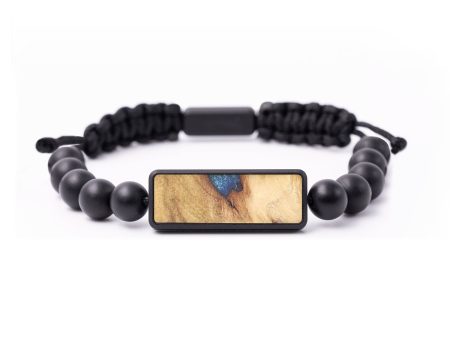 Onyx Bead Wood+Resin Bracelet - Haley (Wood Burl, 664502) Hot on Sale