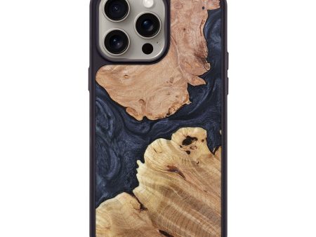 iPhone 15 Pro Max Wood+Resin Phone Case - Rocky (Pure Black, 663381) For Cheap