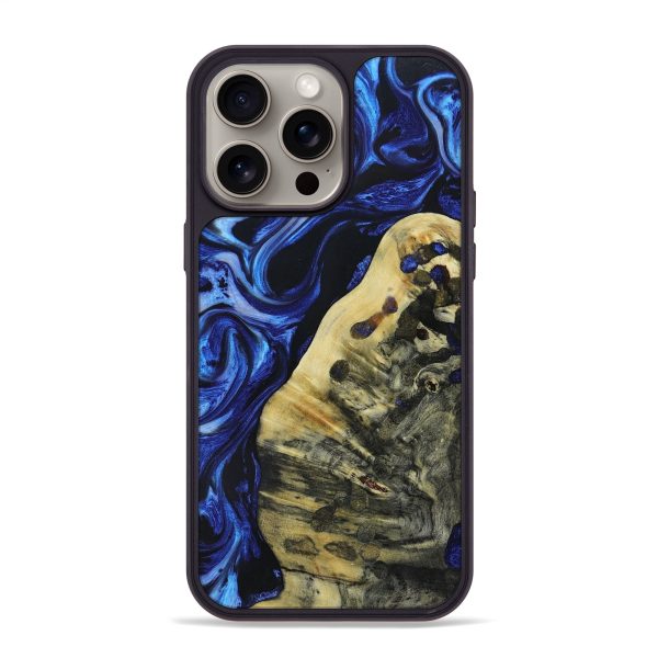 iPhone 15 Pro Max Wood+Resin Phone Case - Jordan (Blue, 664020) For Sale