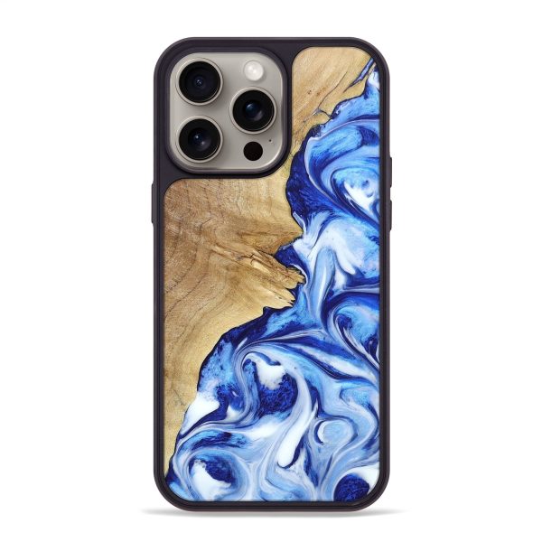 iPhone 15 Pro Max Wood+Resin Phone Case - Jackson (Blue, 664992) For Cheap