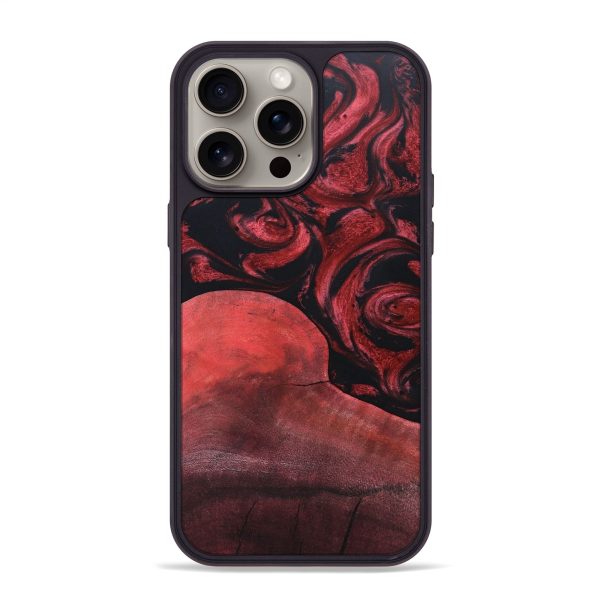 iPhone 15 Pro Max Wood+Resin Phone Case - Bob (Red, 666023) For Cheap