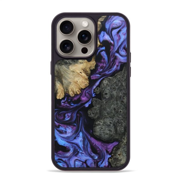 iPhone 15 Pro Max Wood+Resin Phone Case - Nicholas (Purple, 662011) For Sale