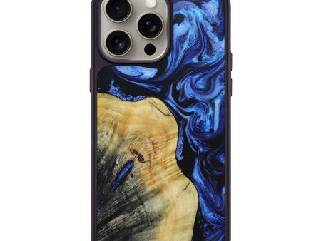 iPhone 15 Pro Max Wood+Resin Phone Case - Mikaela (Blue, 664177) Discount