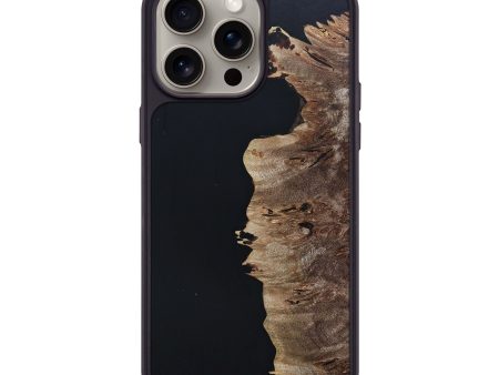 iPhone 15 Pro Max Wood+Resin Phone Case - Ronan (Pure Black, 665238) For Cheap