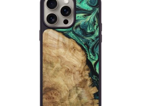 iPhone 15 Pro Max Wood+Resin Phone Case - Jace (Green, 661202) Cheap