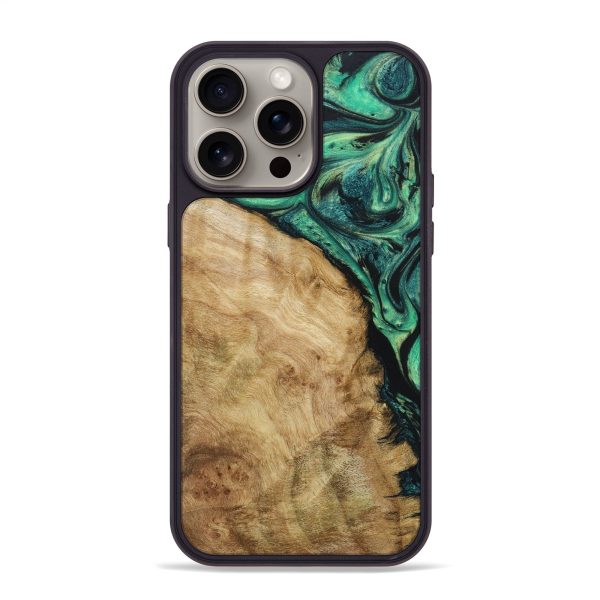 iPhone 15 Pro Max Wood+Resin Phone Case - Jace (Green, 661202) Cheap