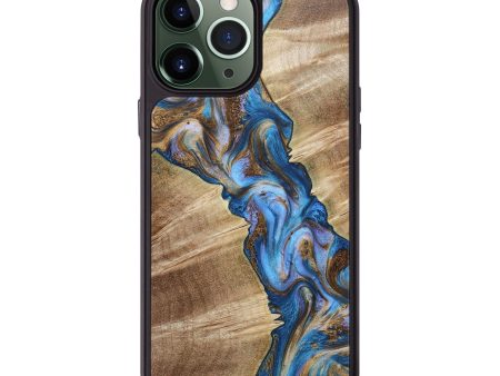 iPhone 13 Pro Max Wood+Resin Phone Case - Chuck (Teal & Gold, 663579) Online now