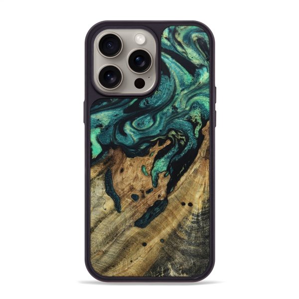 iPhone 15 Pro Max Wood+Resin Phone Case - Delbert (Green, 665829) Fashion