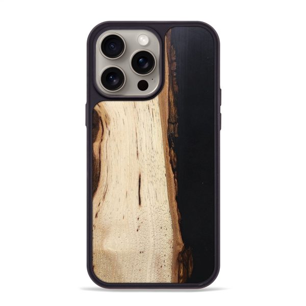 iPhone 15 Pro Max Wood+Resin Phone Case - Kathryn (Pure Black, 665826) Cheap