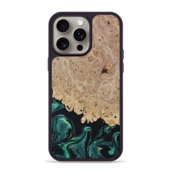 iPhone 15 Pro Max Wood+Resin Phone Case - Randy (Green, 663371) Online Hot Sale