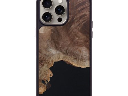 iPhone 15 Pro Max Wood+Resin Phone Case - Adelyn (Pure Black, 666184) Cheap