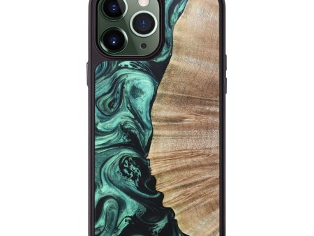 iPhone 13 Pro Max Wood+Resin Phone Case - Damien (Green, 663612) For Discount