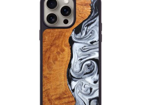 iPhone 15 Pro Max Wood+Resin Phone Case - Iesha (Black & White, 663738) Hot on Sale