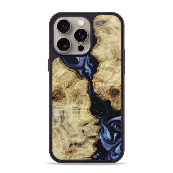 iPhone 15 Pro Max Wood+Resin Phone Case - Claude (Blue, 665084) For Discount