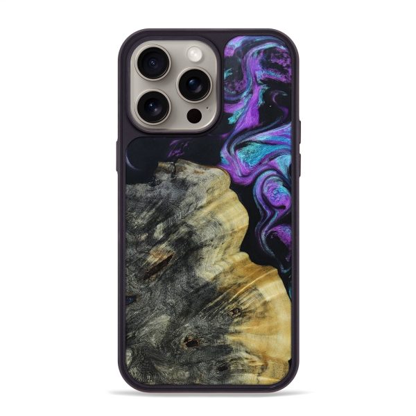 iPhone 15 Pro Max Wood+Resin Phone Case - Hugh (Purple, 664139) Sale