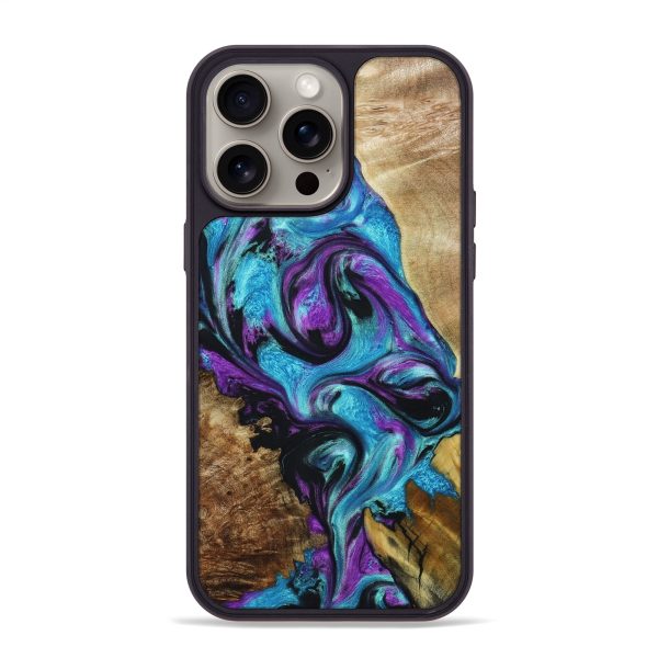 iPhone 15 Pro Max Wood+Resin Phone Case - Chloe (Mosaic, 664241) For Sale