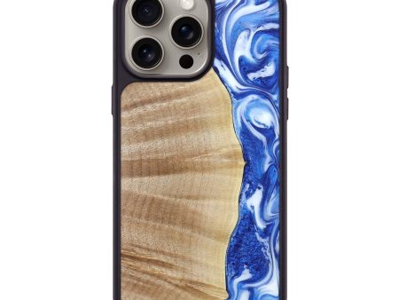 iPhone 15 Pro Max Wood+Resin Phone Case - Jayceon (Blue, 663638) For Discount