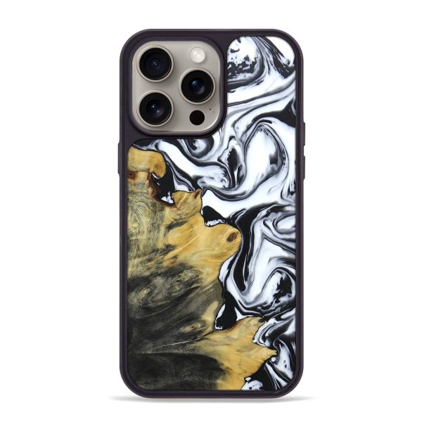 iPhone 15 Pro Max Wood+Resin Phone Case - Joseph (Black & White, 665922) Online Hot Sale