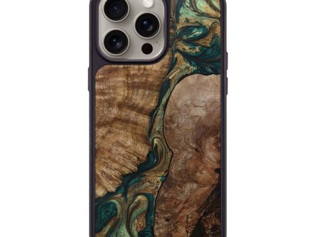 iPhone 15 Pro Max Wood+Resin Phone Case - Alan (Green, 664230) Supply