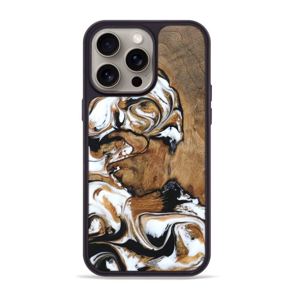 iPhone 15 Pro Max Wood+Resin Phone Case - Kirsten (Black & White, 661018) Supply