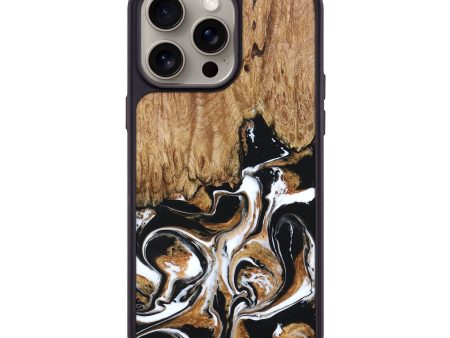 iPhone 15 Pro Max Wood+Resin Phone Case - Gabriella (Black & White, 660972) Online now