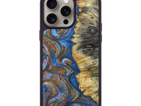 iPhone 15 Pro Max Wood+Resin Phone Case - Stella (Teal & Gold, 662688) Supply