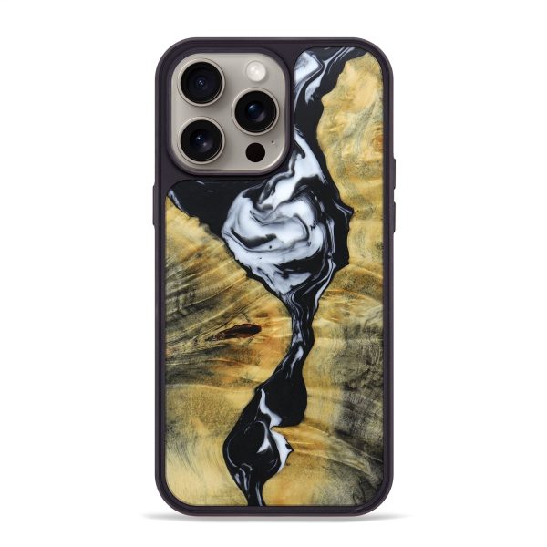 iPhone 15 Pro Max Wood+Resin Phone Case - Lori (Black & White, 664863) on Sale