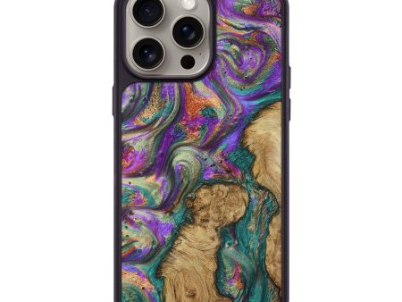 iPhone 15 Pro Max Wood+Resin Phone Case - Rocky (Green, 661182) Online now