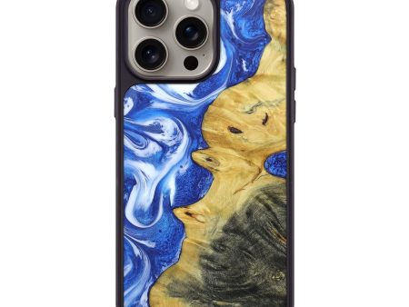 iPhone 15 Pro Max Wood+Resin Phone Case - Joni (Blue, 663636) Online