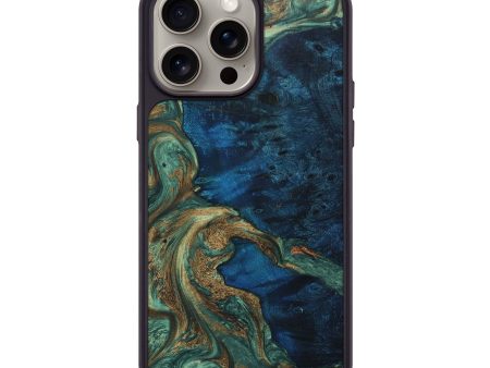 iPhone 15 Pro Max Wood+Resin Phone Case - Lance (Green, 661578) For Sale