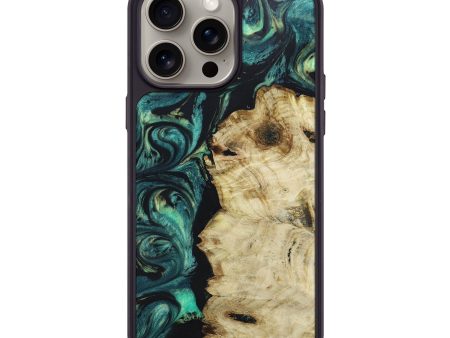 iPhone 15 Pro Max Wood+Resin Phone Case - Andy (Green, 665839) Discount