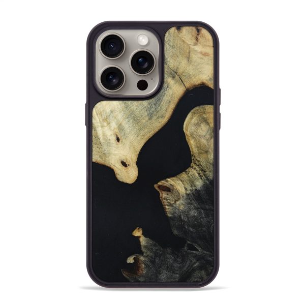 iPhone 15 Pro Max Wood+Resin Phone Case - Edwin (Pure Black, 665288) Online now